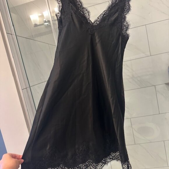 Reformation Cecily Satin Dress - Black Satin and Lace - New With Tags! - Picture 9 of 11